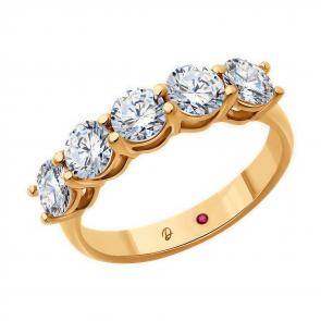 Золотое кольцо Diamant с рубином и бриллиантом выращенным 51-210-02374-1 фото