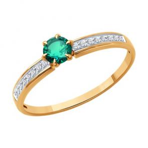Золотое кольцо Diamant с бриллиантом и изумрудом 51-210-02413-1 фото