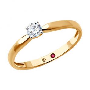 Золотое кольцо Diamant с рубином и бриллиантом выращенным 51-210-02487-1 фото