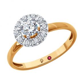 Золотое кольцо Diamant с рубином и бриллиантом выращенным 51-210-02496-1 фото