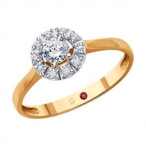 Золотое кольцо Diamant с рубином и бриллиантом выращенным 51-210-02501-1 фото