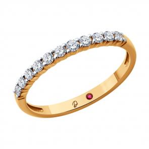Золотое кольцо Diamant с рубином и бриллиантом выращенным 51-210-02504-1 фото