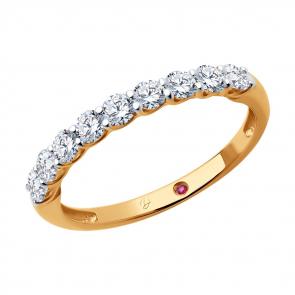 Золотое кольцо Diamant с рубином и бриллиантом выращенным 51-210-02523-1 фото