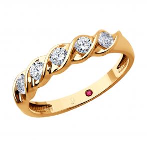 Золотое кольцо Diamant с рубином и бриллиантом выращенным 51-210-02568-1 фото