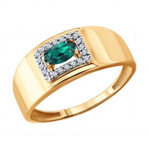 Золотое кольцо Diamant с бриллиантом и изумрудом 51-210-02683-1 фото