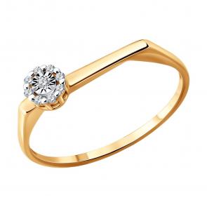 Кольцо из комбинированного золота Diamant с бриллиантом 51-210-02696-1 фото