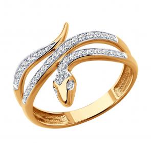 Золотое кольцо Символ года Змея Diamant с бриллиантом 51-210-02739-1 фото