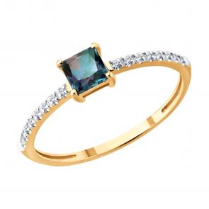 Золотое кольцо Diamant с бриллиантом и александритом 51-210-02961-1 фото