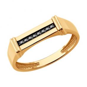 Золотое кольцо Diamant с чёрным бриллиантом 51-212-02562-1 фото