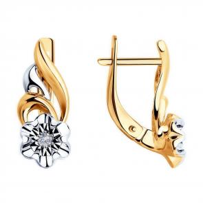 Золотые серьги Diamant с бриллиантом 51-220-00021-1 фото