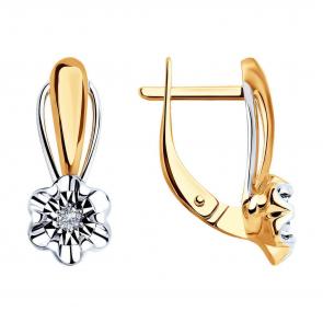 Золотые серьги Diamant с бриллиантом 51-220-00024-1 фото