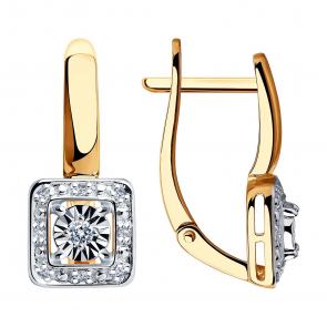 Золотые серьги Diamant с бриллиантом 51-220-00306-1 фото
