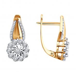 Золотые серьги Diamant с бриллиантом 51-220-00416-1 фото
