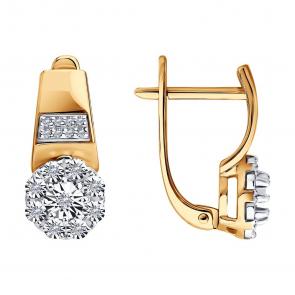Золотые серьги Diamant с бриллиантом 51-220-00418-1 фото
