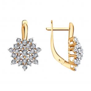 Серьги из комбинированного золота Diamant с бриллиантом 51-220-00422-1 фото