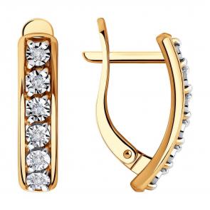 Золотые серьги Diamant с бриллиантом 51-220-00798-1 фото