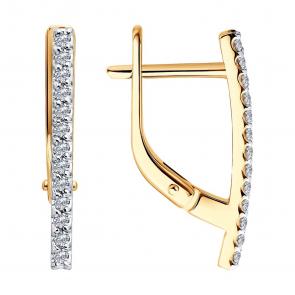 Золотые серьги Diamant с бриллиантом 51-220-00913-1 фото