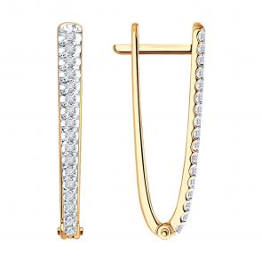 Золотые серьги Diamant с бриллиантом 51-220-01231-1 фото