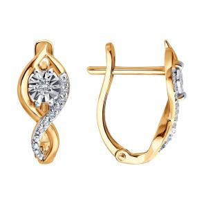 Золотые серьги Diamant с бриллиантом 51-220-01247-1 фото