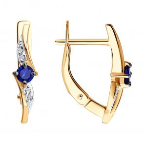 Золотые серьги SOKOLOV с бриллиантом и сапфиром 51-220-01272-2 фото