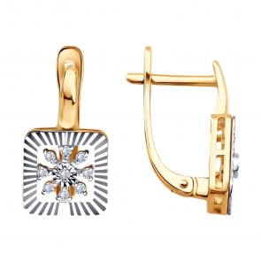 Золотые серьги Diamant с бриллиантом 51-220-01281-1 фото