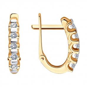 Золотые серьги Diamant с бриллиантом 51-220-01318-1 фото