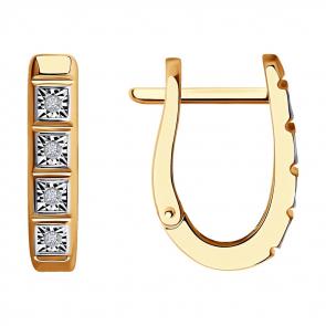 Золотые серьги Diamant с бриллиантом 51-220-01346-1 фото