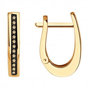 Золотые серьги Diamant с коньячным бриллиантом 51-220-01356-3 фото