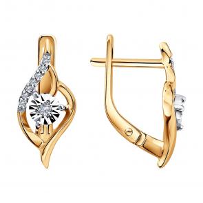 Серьги из комбинированного золота Diamant с бриллиантом 51-220-01416-1 фото