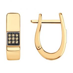 Золотые серьги Diamant с коньячным бриллиантом 51-220-01461-3 фото