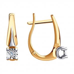 Золотые серьги Diamant с бриллиантом 51-220-01465-1 фото