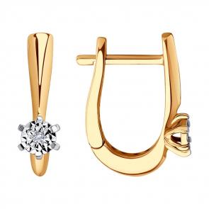 Золотые серьги Diamant с бриллиантом 51-220-01466-1 фото