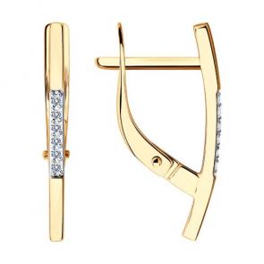 Золотые серьги Diamant с бриллиантом 51-220-01617-1 фото