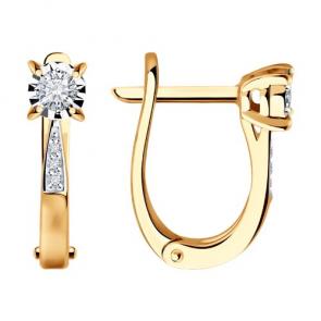 Золотые серьги Diamant с бриллиантом 51-220-01673-1 фото