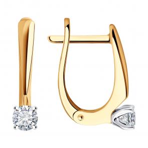 Золотые серьги Diamant с бриллиантом 51-220-01674-1 фото