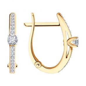 Золотые серьги Diamant с бриллиантом 51-220-01675-1 фото