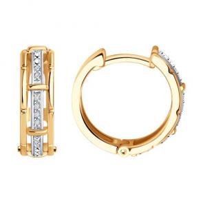 Золотые серьги Diamant с бриллиантом 51-220-01695-1 фото