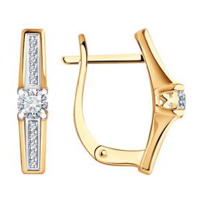 Золотые серьги Diamant с бриллиантом 51-220-01740-1 фото