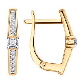 Золотые серьги Diamant с бриллиантом 51-220-01760-1 фото