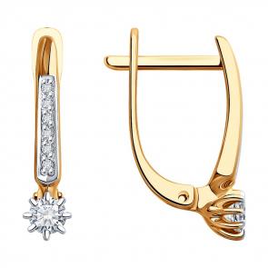 Золотые серьги Diamant с бриллиантом 51-220-01771-1 фото