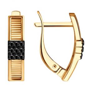 Золотые серьги Diamant с чёрным бриллиантом 51-220-01875-2 фото