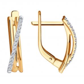 Золотые серьги Diamant с бриллиантом 51-220-01895-1 фото