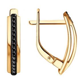 Золотые серьги Diamant с чёрным бриллиантом 51-220-01897-3 фото