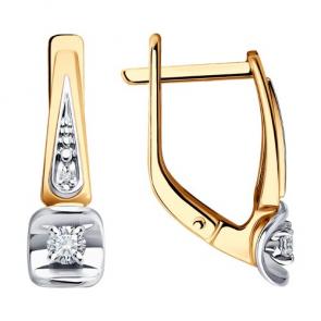 Золотые серьги Diamant с бриллиантом 51-220-01902-1 фото