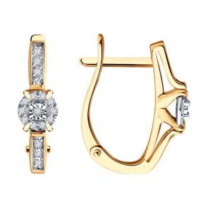 Золотые серьги Diamant с бриллиантом 51-220-01923-1 фото