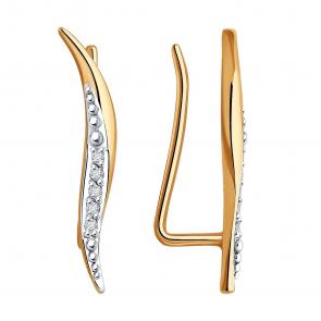 Золотые серьги Diamant с бриллиантом 51-220-01934-1 фото