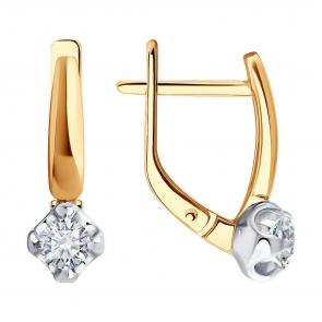 Золотые серьги Diamant с бриллиантом 51-220-01954-1 фото