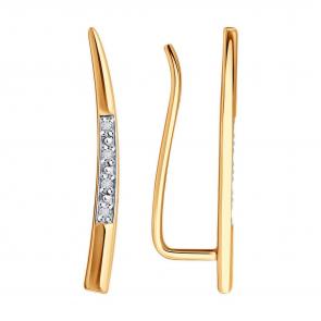 Золотые серьги Diamant с бриллиантом 51-220-01955-1 фото