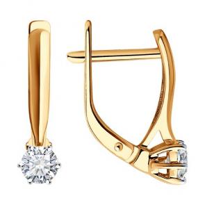 Золотые серьги Diamant с бриллиантом 51-220-01969-1 фото