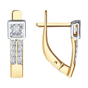 Золотые серьги Diamant с бриллиантом 51-220-01983-1 фото